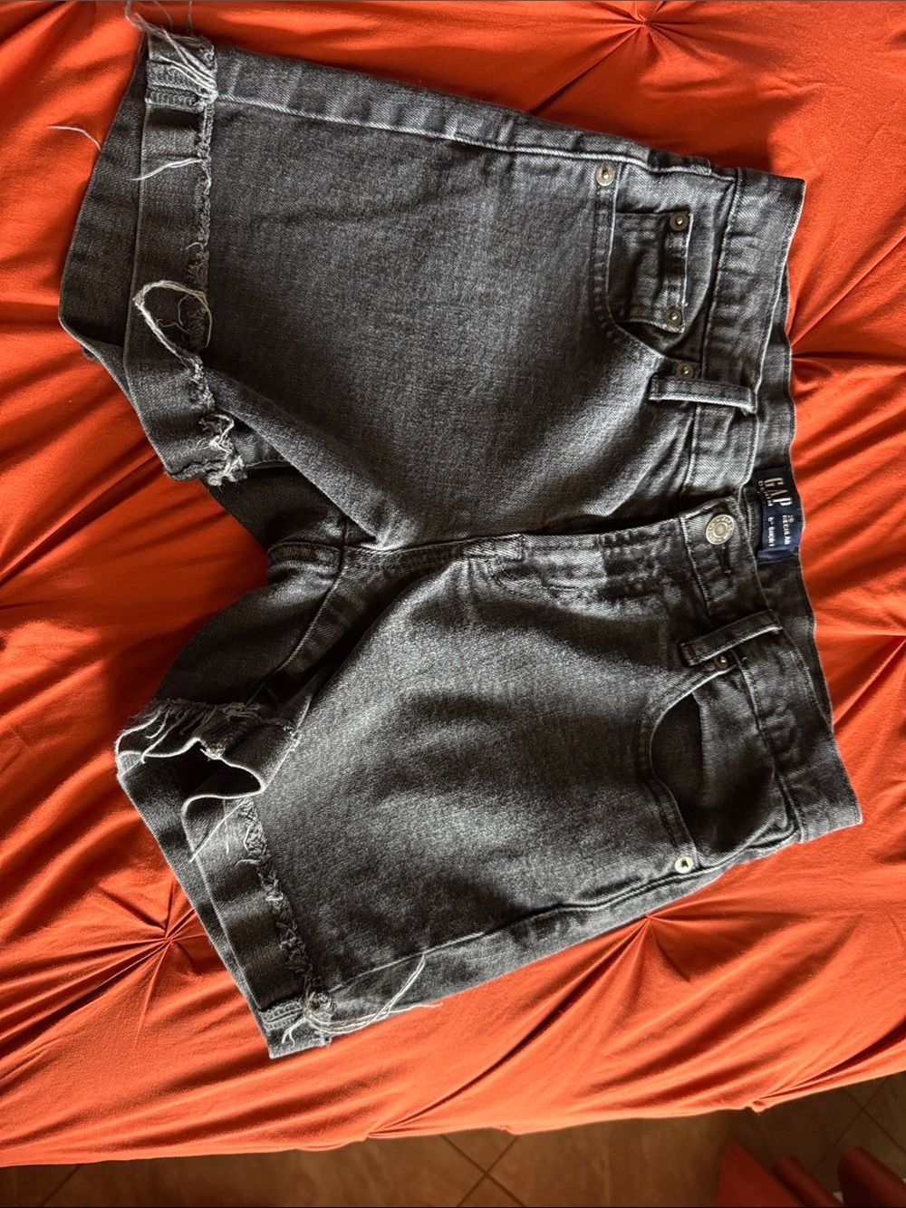 GAP Black Washed Distressed Denim Jean Shorts